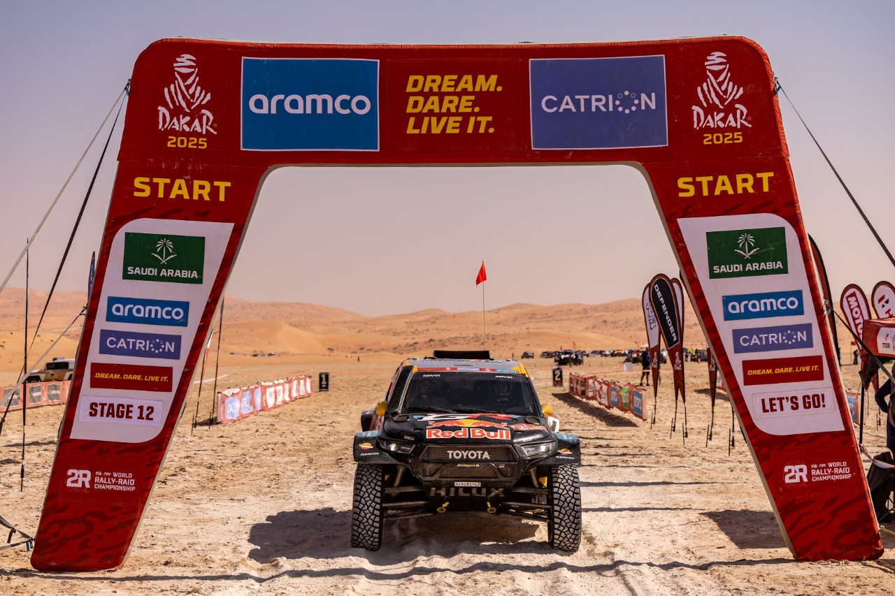 Lucas Moraes and Armand Monleon of the Toyota Gazoo Racing during the Stage 12 of the Dakar 2025 on January 17, 2025 around Subaytah, Saudi Arabia